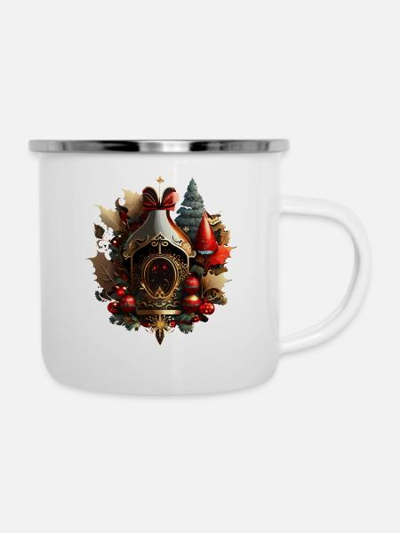 Warme Weihnachten - Emaille-Tasse - Weiß