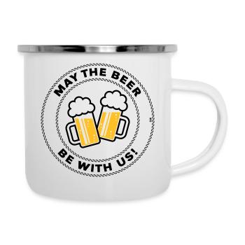 May The Beer Be With Us! (Spruch / 3C / POS) - Emaille-Tasse - Weiß - Rechts