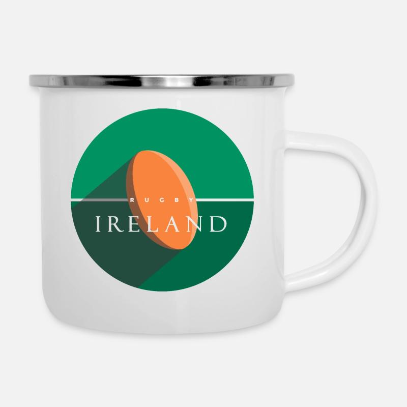 RUGBY IRELAND - Emaille-Tasse - Weiß