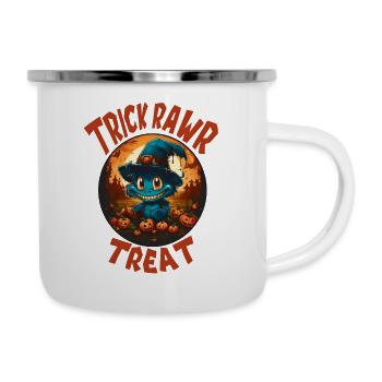 Dino Delights : mode d’Halloween mignonne et drôle - Tasse émaillée - blanc - Droite