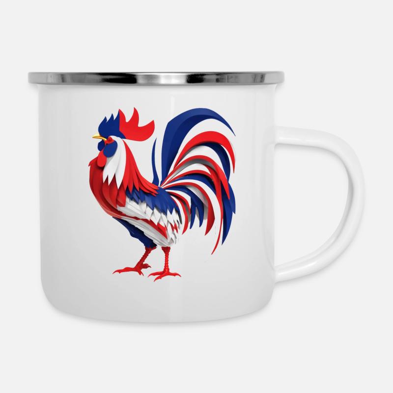 Coq français aux couleurs du drapeau - Tasse émaillée - blanc