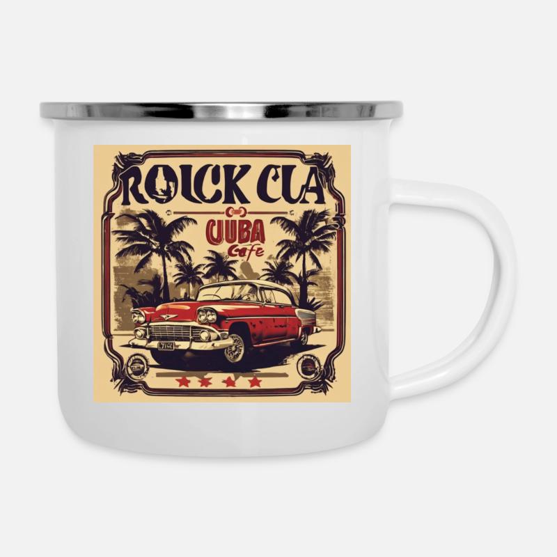 Cuba Oldschool Retro Us Car - Camper Mug - white
