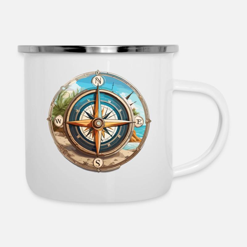 Compass / Cardinal Direction / Travel / Survival - Camper Mug - white