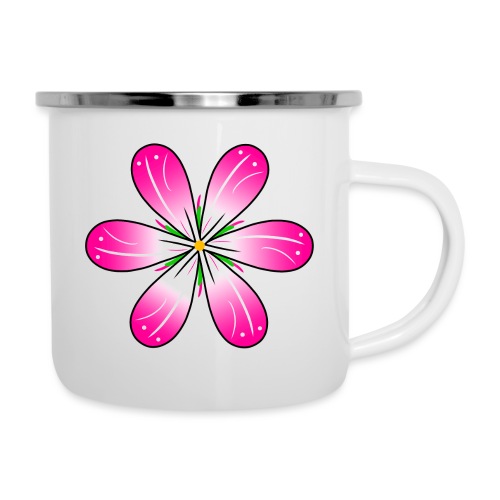 pinke Blüte Blumenmuster Blumenranke Blumenwiese - Emaille-Tasse