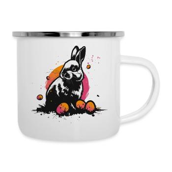 Lapin en noir à Pâques - Tasse émaillée - blanc - Droite