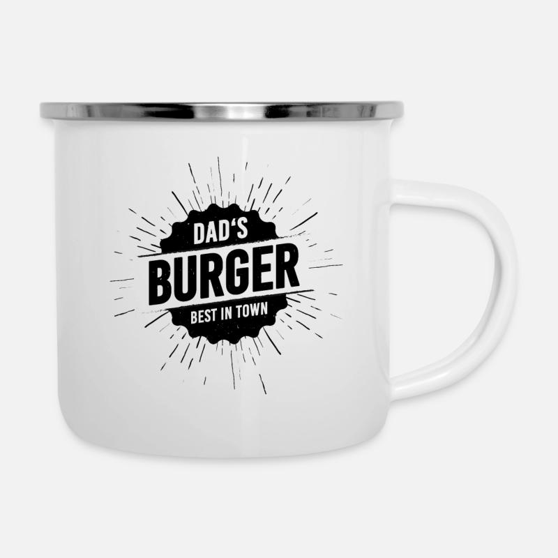 Dad's Burger - Emaille-Tasse - Weiß