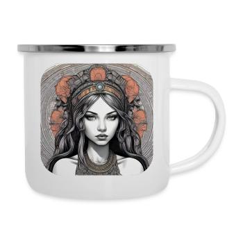 Cooles Gothic Punk Girl mit roten Rosen - Emaille-Tasse - Weiß - Rechts