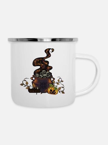 Samhain Hexenkessel - Emaille-Tasse - Weiß