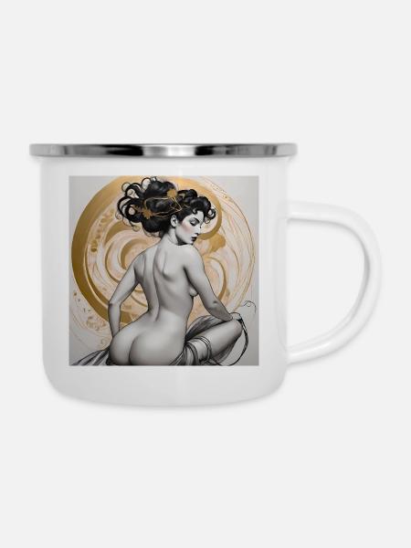 Anmut, digitale Kunst - Emaille-Tasse - Weiß