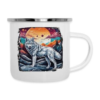 Loup / Meute / Forêt / Sauvage / Faune / Hurlement - Tasse émaillée - blanc - Droite