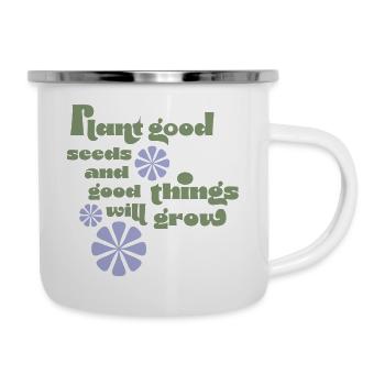 Good seeds, good things - Emaille-Tasse - Weiß - Rechts