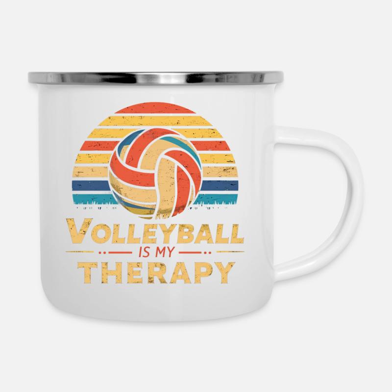 Volley-ball - Tasse émaillée - blanc