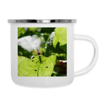 Calopteryx virgo beobachtet dich!! - Emaille-Tasse - Weiß - Rechts