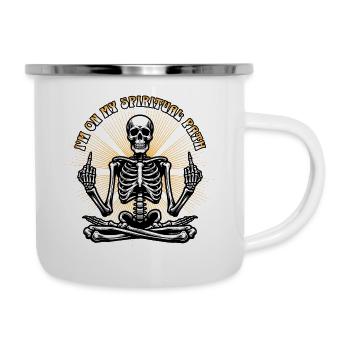 Spiritual Skull / Middle Finger Yoga Skeleton FS0233 - Camper Mug - white - Right