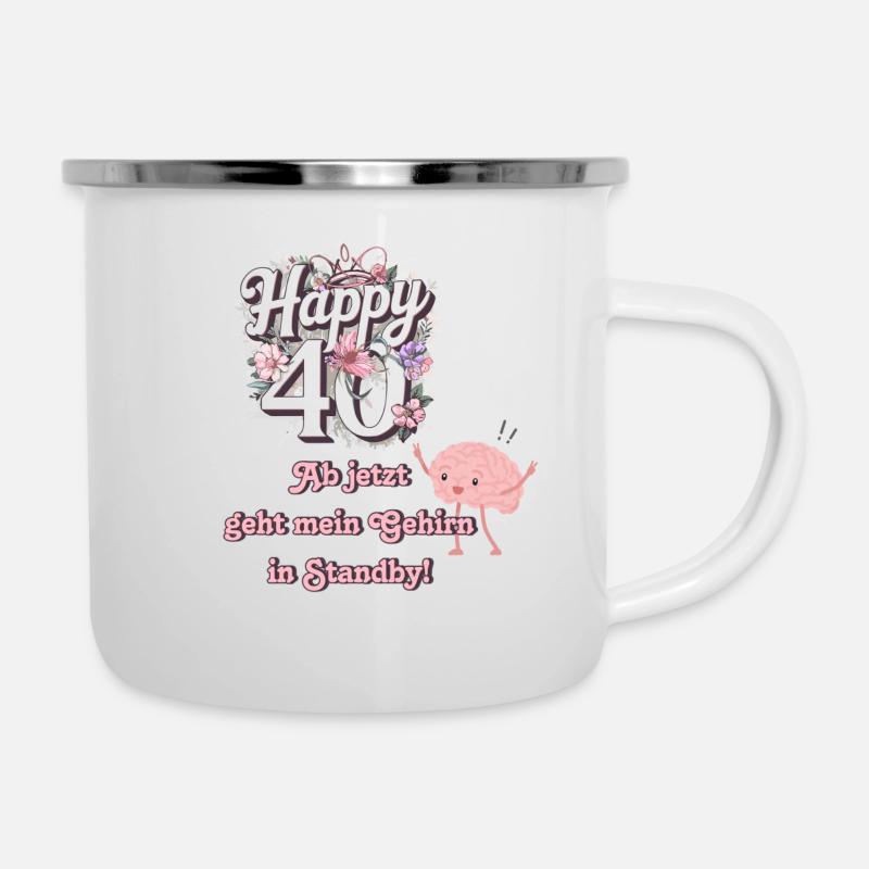 40. Geburtstag - Emaille-Tasse - Weiß
