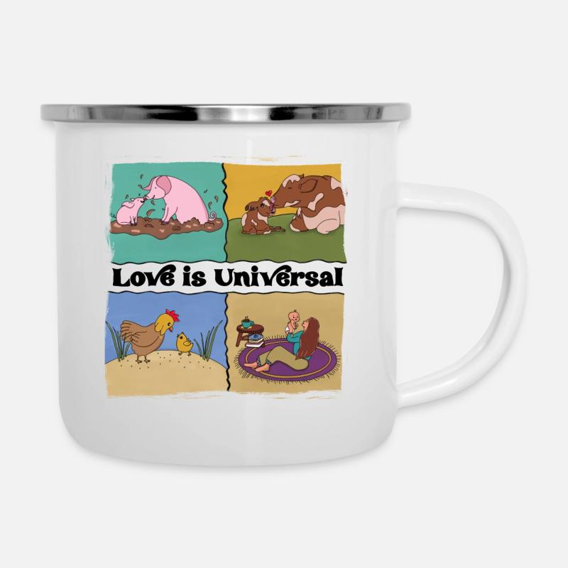 Love is Universal - Emaille-Tasse - Weiß