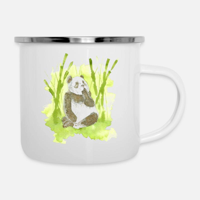 Gardien de la forêt de bambous - Panda à l’aquarelle - Tasse émaillée - blanc