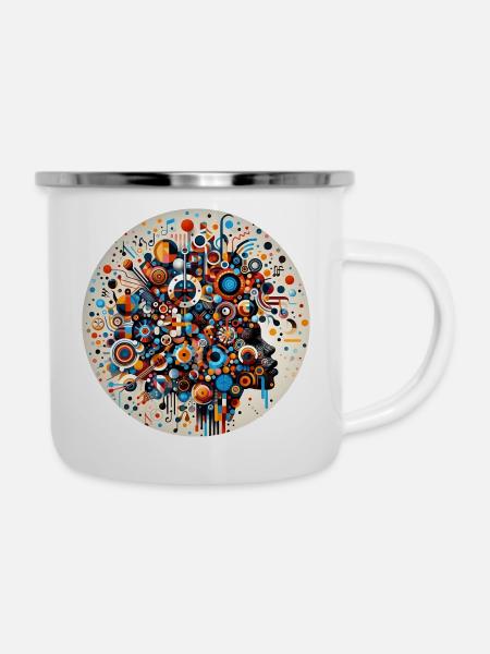 Chromatischer Afro-Fusion-Stil - Emaille-Tasse - Weiß