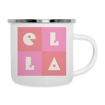 Ella Vorname Baby Name Mädchen pink - Emaille-Tasse - Weiß - Rechts