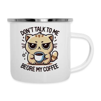 Kaffee Katze - Emaille-Tasse - Weiß - Rechts