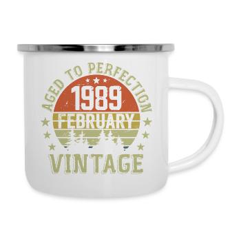Février 1989 - Cadeau Anniversaire Février 1989 - Tasse émaillée - blanc - Droite