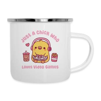 Mignon Gamer Chick Juste un poussin qui aime les jeux vidéo - Tasse émaillée - blanc - Droite