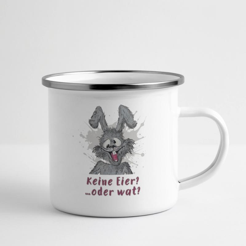 Keine Eier?….oder wat? Osterhase statement Emaille-Tasse