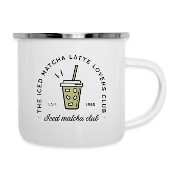 Iced matcha latte glacé - Tasse émaillée - blanc - Droite