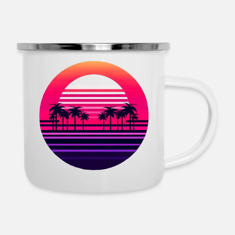 Neon Sunset Palmlands - Camper Mug - white