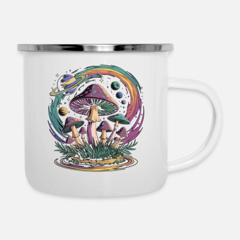 Fantaisie psychédélique de champignon de l’espace - Tasse émaillée - blanc