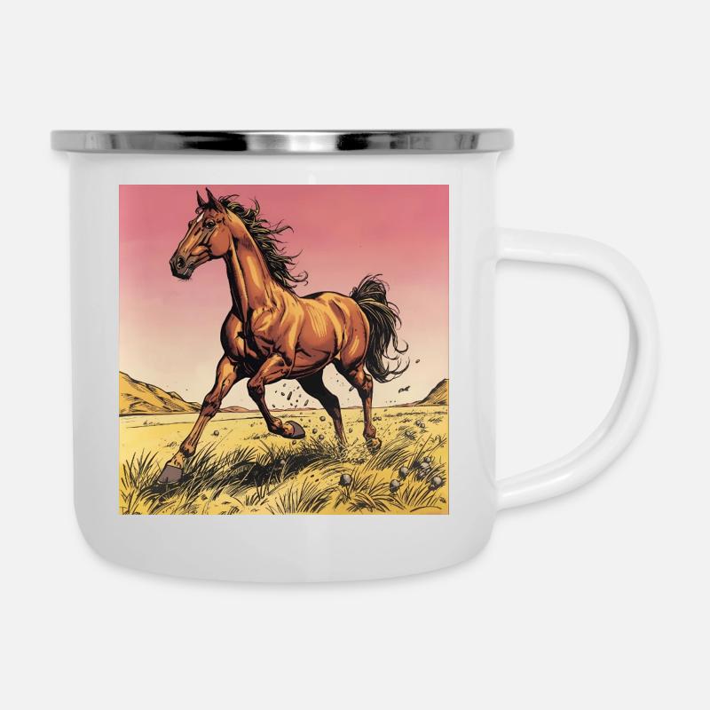 Dynamic wild horse print - Camper Mug - white