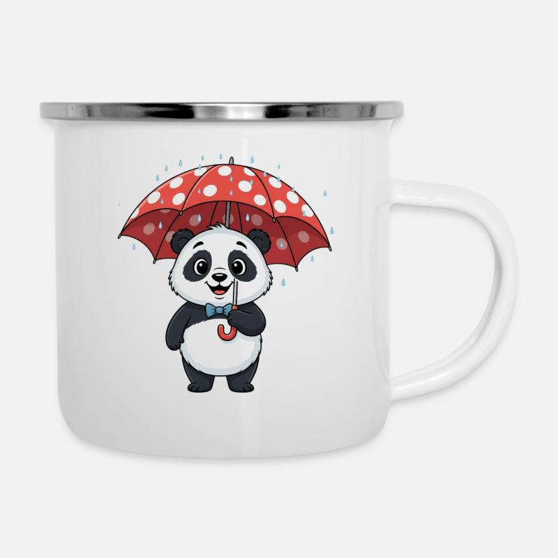 Panda with red rain tower - Camper Mug - white