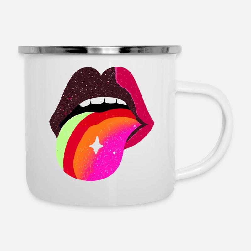 Prismatic Tongue Pop Lips - Camper Mug - white