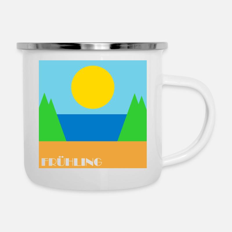 Fruehling - Emaille-Tasse - Weiß