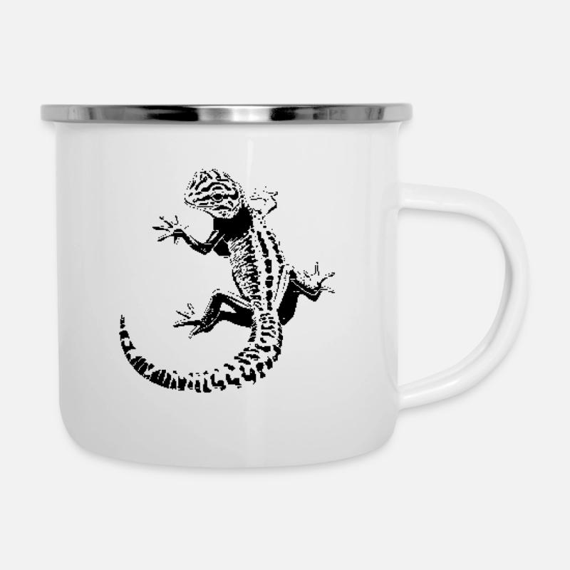 Gecko léopard - Tasse émaillée - blanc