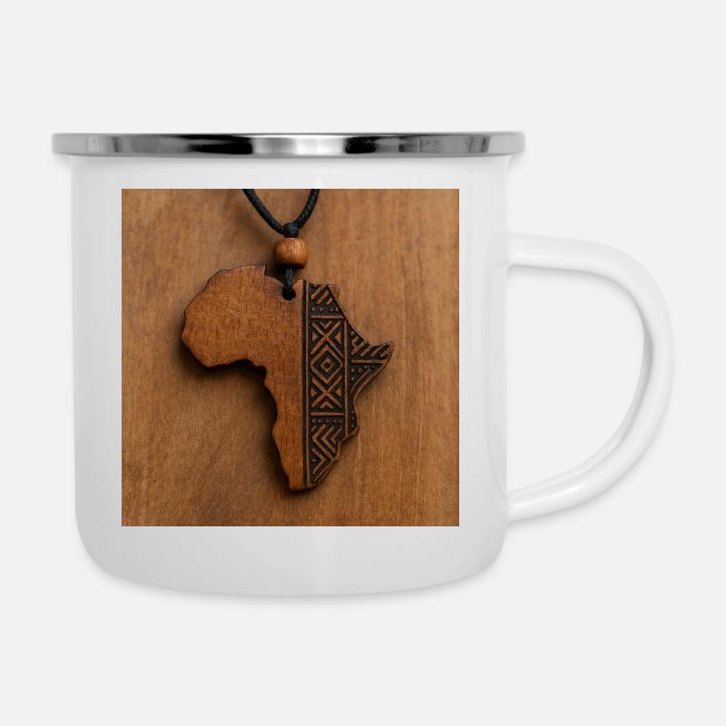 Africa Wood Engraved Tribal Pattern - Camper Mug - white