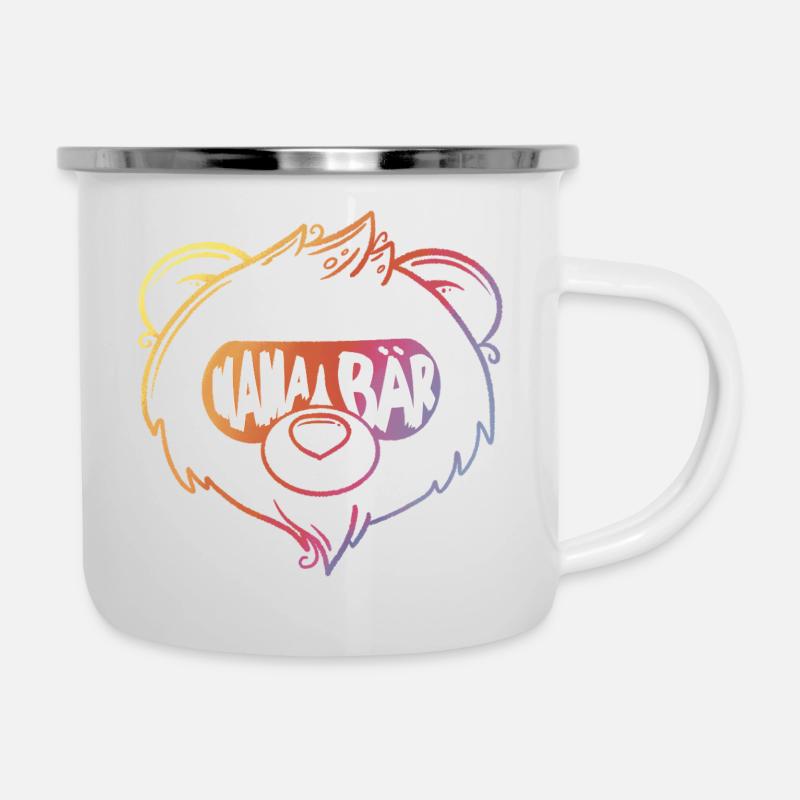 Mama Bär - Emaille-Tasse - Weiß