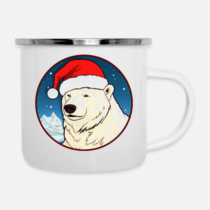 Ours polaires de Noël - Tasse émaillée - blanc