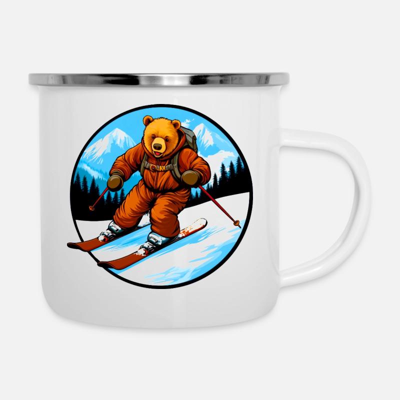Ski Bear - Tasse émaillée - blanc