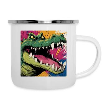 Poison Green Crocodile – Street Art Monster Design - Camper Mug - white - Right