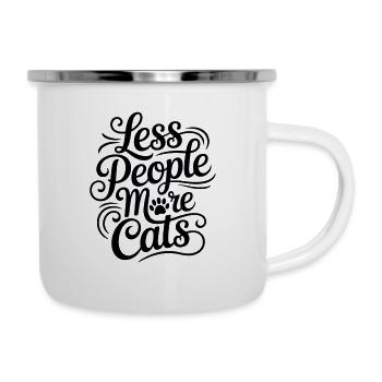 Weniger Menschen, mehr Katzen - Emaille-Tasse - Weiß - Rechts