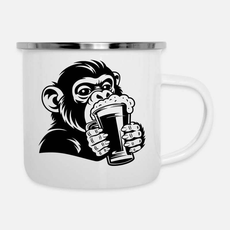 Casual Monkey with Drink - Camper Mug - white