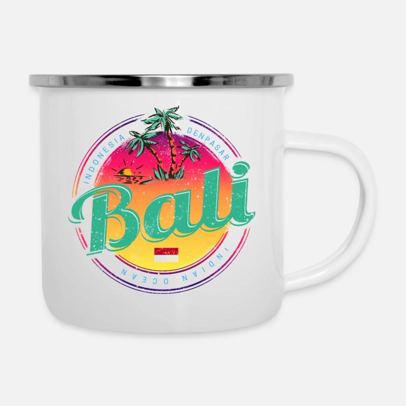 Bali Indonesia Retro Sunset Souvenir - Camper Mug - white