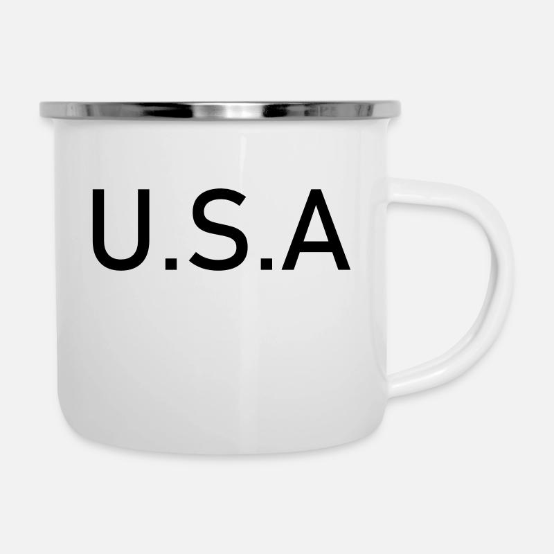 USA - Emaille-Tasse - Weiß