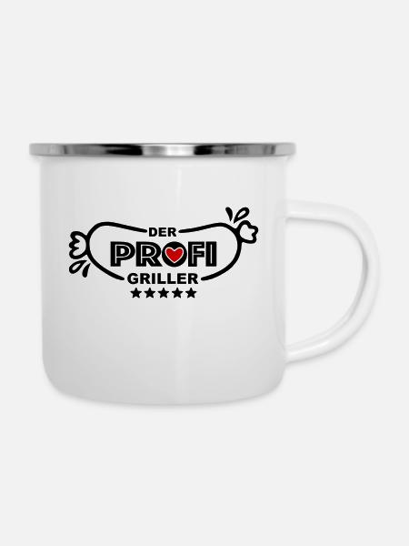 Profi Griller - Emaille-Tasse - Weiß