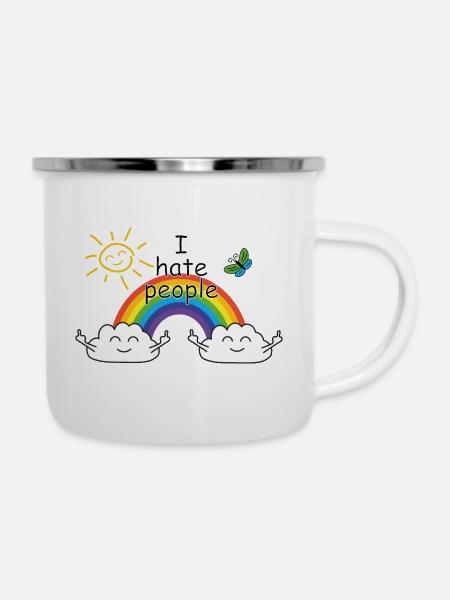 I hate people - Emaille-Tasse - Weiß