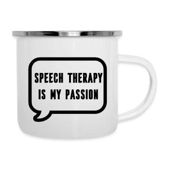 Logopäde Logopädin Logopädie Sprachtherapeut - Emaille-Tasse - Weiß - Rechts
