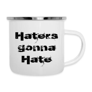 Hasser werden | hassen Schwarze Inschrift - Emaille-Tasse - Weiß - Rechts