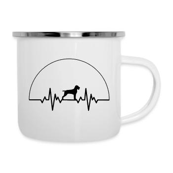 Herzschlag Deutsch Drahthaar - Emaille-Tasse - Weiß - Rechts