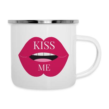 I love clothes /Kiss me - Emaille-Tasse - Weiß - Rechts